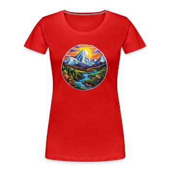 Panorama de montagne au lever du soleil - T-shirt bio Premium Femme - rouge - Devant - Mia (176cm)