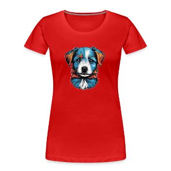 Portrait of a little blue dog - Women's Premium Organic T-Shirt - red - Front - Mia (176cm)