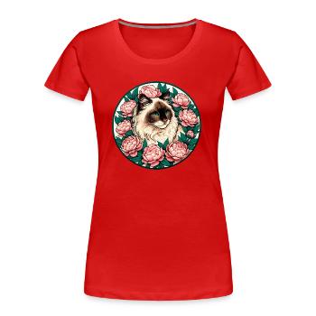 Chat de race Ragdoll - T-shirt bio Premium Femme - rouge - Devant - Mia (176cm)