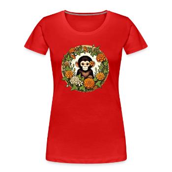 Schimpanse - Frauen Premium Bio T-Shirt - Rot - Vorne - Mia (176cm)