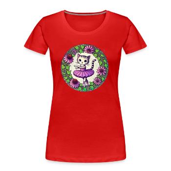 Ballerine Kitty - T-shirt bio Premium Femme - rouge - Devant - Mia (176cm)