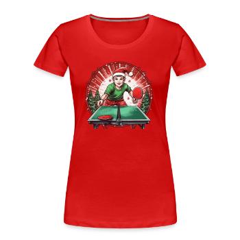 Christmas Elf Ping Pong - Women's Premium Organic T-Shirt - red - Front - Mia (176cm)