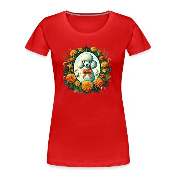 Caniche - T-shirt bio Premium Femme - rouge - Devant - Mia (176cm)