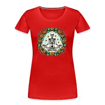 Zen-Modus Skelett - Frauen Premium Bio T-Shirt - Rot - Vorne - Mia (176cm)
