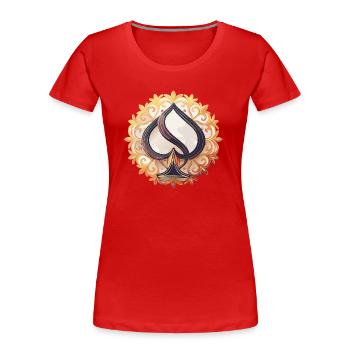 Queen of Spades, Hotwife, Cuckold, Cuck, Wife, - Frauen Premium Bio T-Shirt - Rot - Vorne - Mia (176cm)
