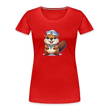 biber matrose kapitän - Frauen Premium Bio T-Shirt - Rot - Vorne - Mia (176cm)