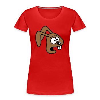 Bunny Horrified Fearful Desperate Confused Cool - Women's Premium Organic T-Shirt - red - Front - Mia (176cm)