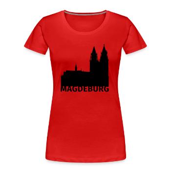 Magdeburg - Frauen Premium Bio T-Shirt - Rot - Vorne - Mia (176cm)