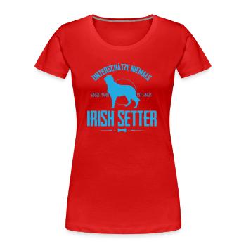UNM Irish Setter Shirt - Frauen Premium Bio T-Shirt - Rot - Vorne - Mia (176cm)