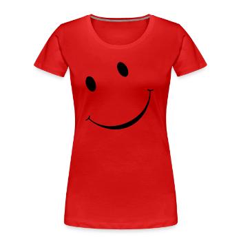 Smiley - Frauen Premium Bio T-Shirt - Rot - Vorne - Mia (176cm)