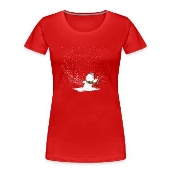 Schneemann im Sturm - Frauen Premium Bio T-Shirt - Rot - Vorne - Mia (176cm)