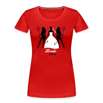 JGA - Bride security - Bride - Team - Teufel 2C - Women's Premium Organic T-Shirt - red - Front - Mia (176cm)