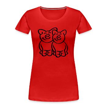 Cute Pigs - T-shirt bio Premium Femme - rouge - Devant - Mia (176cm)