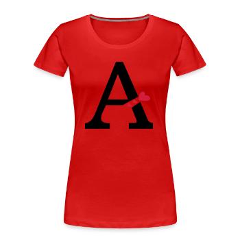 Großbuchstabe A mit Herzen - Frauen Premium Bio T-Shirt - Rot - Vorne - Mia (176cm)
