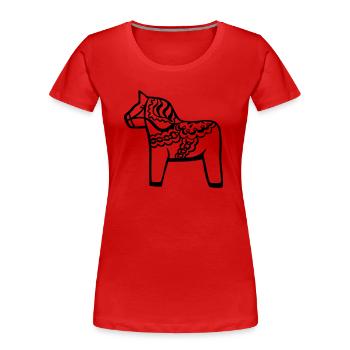 Cheval de Dalécarlie suédois Dalahast Suède - T-shirt bio Premium Femme - rouge - Devant - Mia (176cm)
