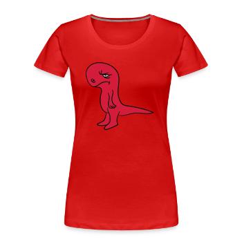 trauriger gelangweilter lustloser genervter dino - Frauen Premium Bio T-Shirt - Rot - Vorne - Mia (176cm)