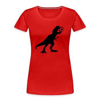 soccer bite sport club play silhouette black outli - Women's Premium Organic T-Shirt - red - Front - Mia (176cm)