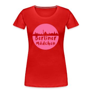 berlin, skyline, kreis, scherenschnitt,berlinerin - Frauen Premium Bio T-Shirt - Rot - Vorne - Mia (176cm)
