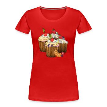 Gâteaux - T-shirt bio Premium Femme - rouge - Devant - Mia (176cm)