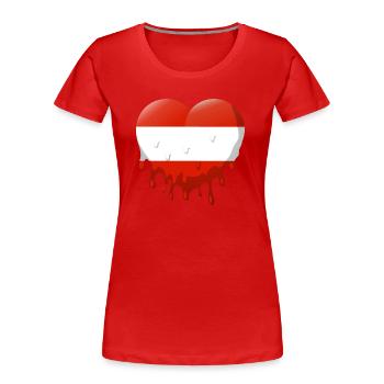 Österreich Flagge Austria Österreichische Fahne AT - Frauen Premium Bio T-Shirt - Rot - Vorne - Mia (176cm)