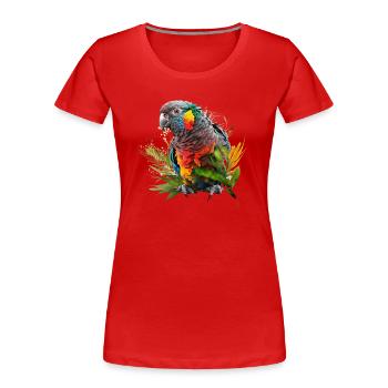 Colorful parrot in splash art design - for everyone - Women's Premium Organic T-Shirt - red - Front - Mia (176cm)