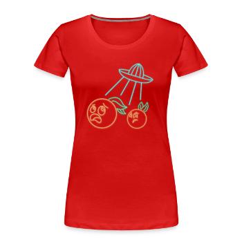 Orangen Saftpresse Ufo - Frauen Premium Bio T-Shirt - Rot - Vorne - Mia (176cm)