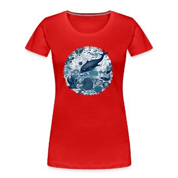Wunder des Ozeans - Frauen Premium Bio T-Shirt - Rot - Vorne - Mia (176cm)