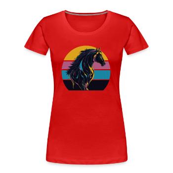 Stallion Horse Sunset - Women's Premium Organic T-Shirt - red - Front - Mia (176cm)