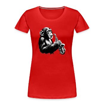 Saxophon Affen Orchester StreetArt Banksy Style - Frauen Premium Bio T-Shirt - Rot - Vorne - Mia (176cm)