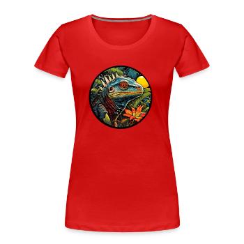 Echse im Dschungel - Frauen Premium Bio T-Shirt - Rot - Vorne - Mia (176cm)