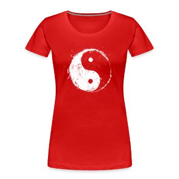 Yin Yang - Frauen Premium Bio T-Shirt - Rot - Vorne - Mia (176cm)