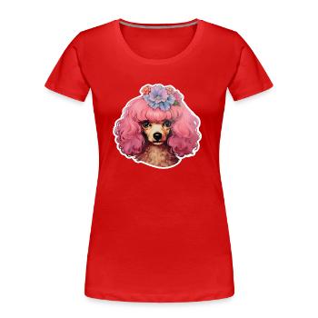 Caniche décoré - T-shirt bio Premium Femme - rouge - Devant - Mia (176cm)