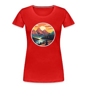 Berglandschaft - Frauen Premium Bio T-Shirt - Rot - Vorne - Mia (176cm)