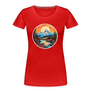 Berglandschaft - Frauen Premium Bio T-Shirt - Rot - Vorne - Mia (176cm)
