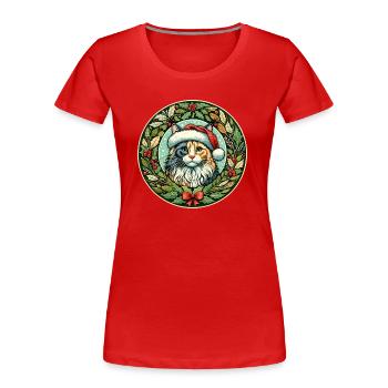 Calico Weihnachten verdünnen - Frauen Premium Bio T-Shirt - Rot - Vorne - Mia (176cm)