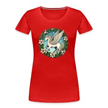 Pegasus Einhorn - Frauen Premium Bio T-Shirt - Rot - Vorne - Mia (176cm)