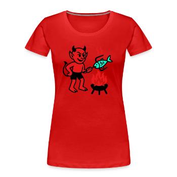 Devil with Fish - Frauen Premium Bio T-Shirt - Rot - Vorne - Mia (176cm)
