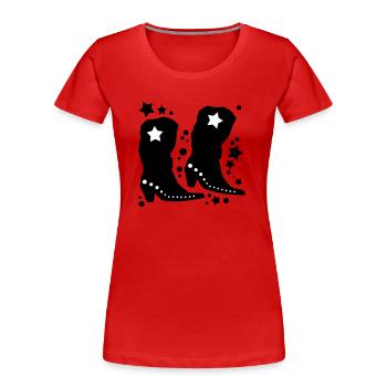 Cowboy Stiefel - Frauen Premium Bio T-Shirt - Rot - Vorne - Mia (176cm)