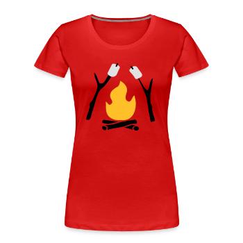 Lagerfeuer - Frauen Premium Bio T-Shirt - Rot - Vorne - Mia (176cm)