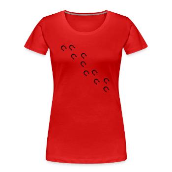 pferd fußspuren spuren pferde - Frauen Premium Bio T-Shirt - Rot - Vorne - Mia (176cm)