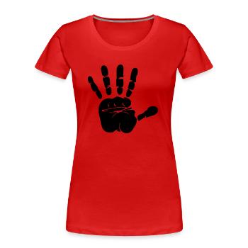 hand print - Women's Premium Organic T-Shirt - red - Front - Mia (176cm)