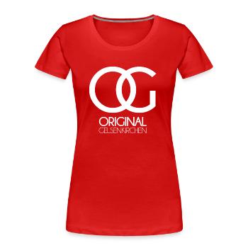 OG Original Gelsenkirchen Luxus Label - Frauen Premium Bio T-Shirt - Rot - Vorne - Mia (176cm)