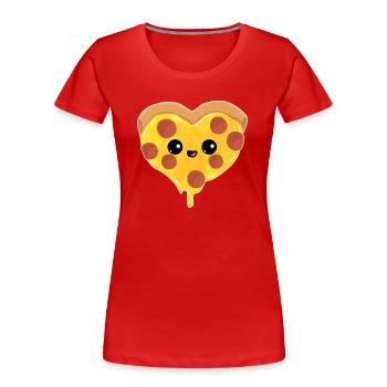 Coeur - amour Sarah pizza cadeau mère jour enfant - T-shirt bio Premium Femme - rouge - Devant - Mia (176cm)