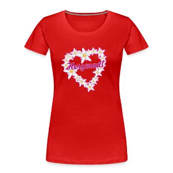 herzmadl,madl,herz,edelweiß,volksfest - Frauen Premium Bio T-Shirt - Rot - Vorne - Mia (176cm)
