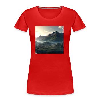 Wunderschöne Berglandschaft im Nebel - Frauen Premium Bio T-Shirt - Rot - Vorne - Mia (176cm)