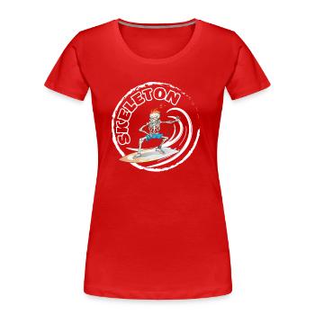 Skeleton Surf - Frauen Premium Bio T-Shirt - Rot - Vorne - Mia (176cm)