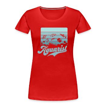 Aquariophile Aquarium Propriétaire Garde de poissons - T-shirt bio Premium Femme - rouge - Devant - Mia (176cm)