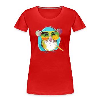 Lili die Brillenspitzmaus - Frauen Premium Bio T-Shirt - Rot - Vorne - Mia (176cm)