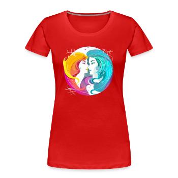 Das Gémini-Fernglas - Frauen Premium Bio T-Shirt - Rot - Vorne - Mia (176cm)