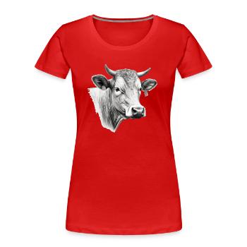 The cow in pencil 2 - Women's Premium Organic T-Shirt - red - Front - Mia (176cm)